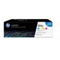 HP 304A, alkuperäinen syaani/magenta/keltainen LaserJet-värikasetti, kolmen pakkaus