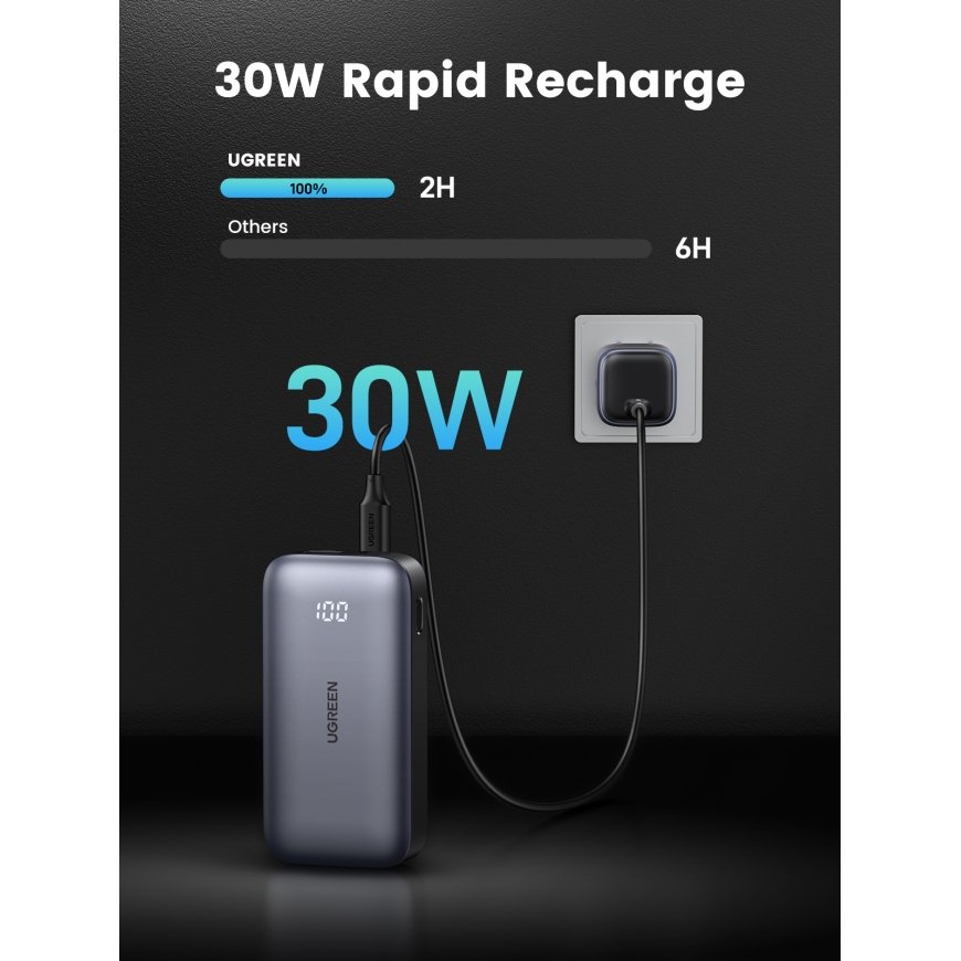 Ugreen 10000mAh Mini Powerbank Quick Charging 30W Pelēks – 5