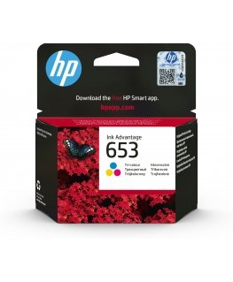 HP 653 kolmivärinen alkuperäinen Advantage-mustekasetti