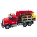 Lean Toys Red Timber Transport Truck Toy with Crane 1:14