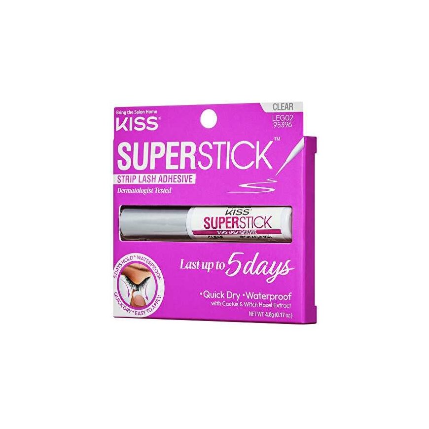 KISS Super Stick 5-Day Long-Wear Eyelash Glue (Removable Eyelash Glue), Clear, 4.8 g – 3