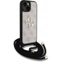 Guess PU 4G Metallinen Logo Olkahihnalla varustettu iPhone 15 -kotelo Vaaleanpunainen Guess PU 4G Metallinen Logo Olkahihnalla varustettu iPhone 15 -kotelo Vaaleanpunainen