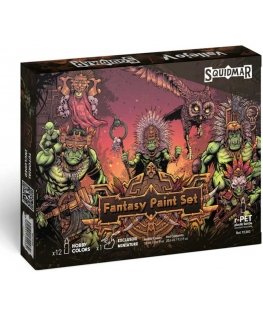 Vallejo - Game Color / 12 colors + figure - Fantasy Paint Set by Squidmar Miniatures 18 ml