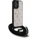 Guess PU 4G Metal Logo Shoulder Strap Case for iPhone 16 Pink