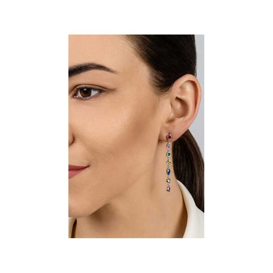 Brilio Silver Beautiful silver earrings with colored zircons EA801W – 3