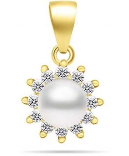 Brilio Silver Charming pearl pendant with zircons PT88Y