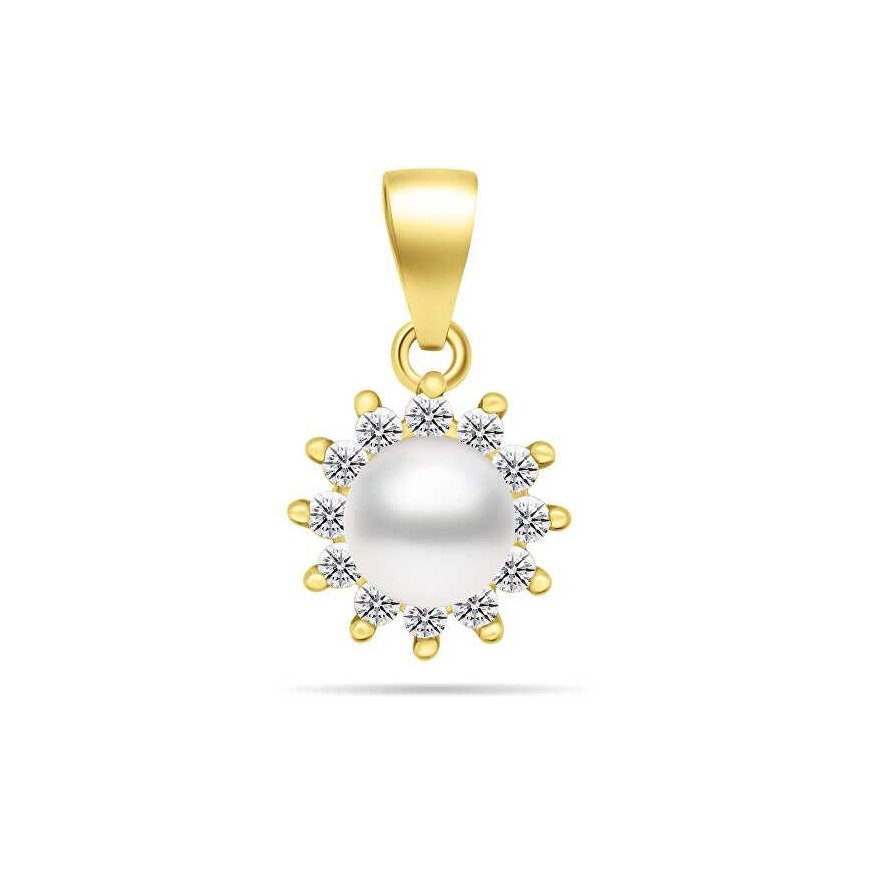 Brilio Silver Charming pearl pendant with zircons PT88Y