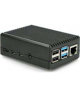 Alkuperäinen kotelo Raspberry Pi 4B:lle - aukoilla - alumiini - musta