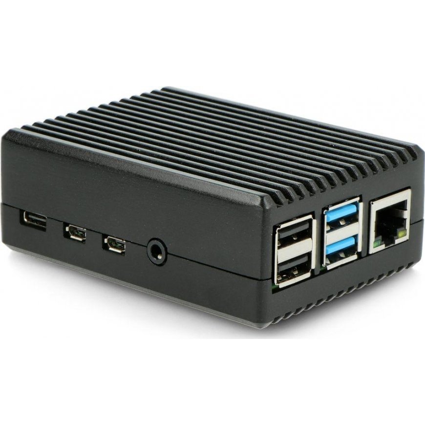 Oem Case for Raspberry Pi 4B - with cutouts - aluminum - black