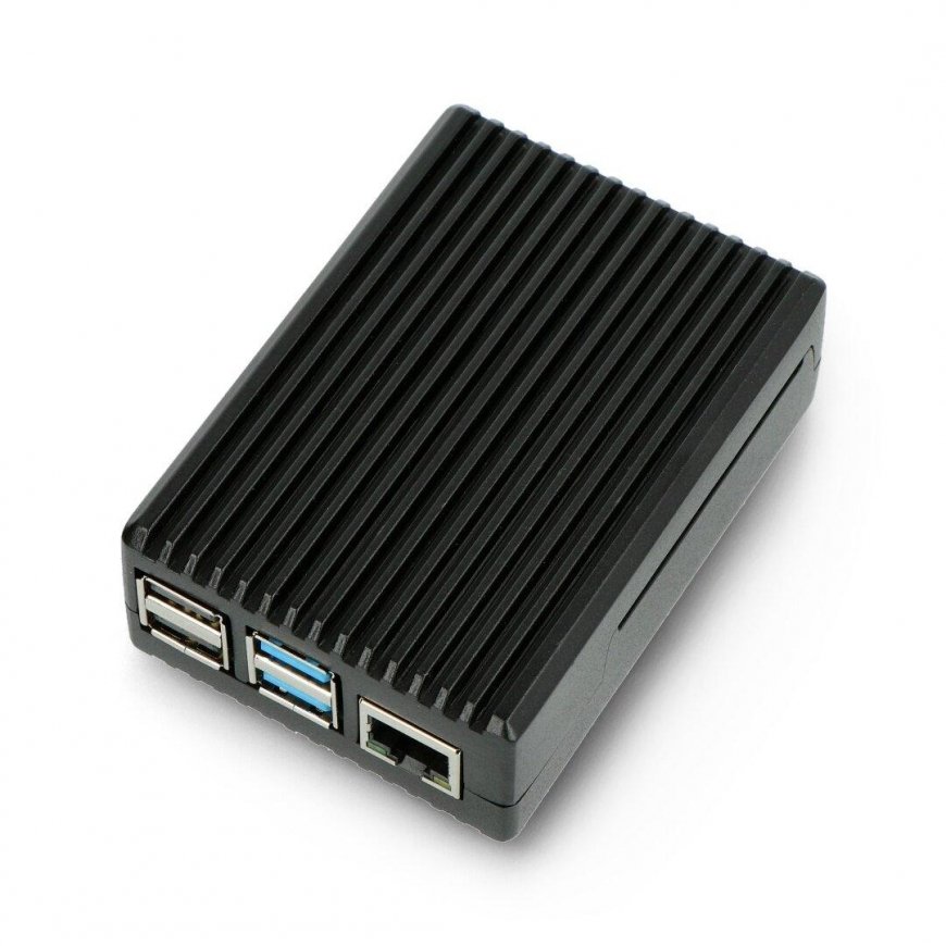 Oem Case for Raspberry Pi 4B - with cutouts - aluminum - black – 2