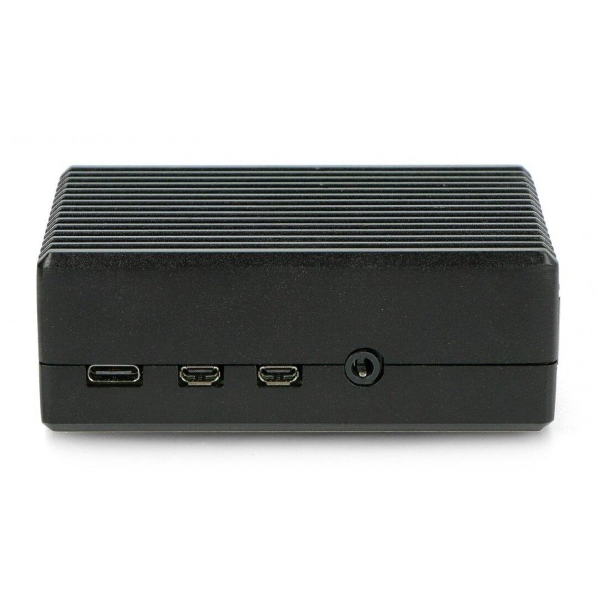 Alkuperäinen kotelo Raspberry Pi 4B:lle - aukoilla - alumiini - musta – 3