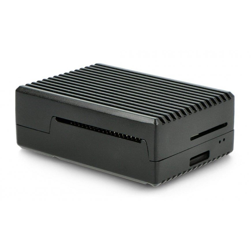 Alkuperäinen kotelo Raspberry Pi 4B:lle - aukoilla - alumiini - musta – 4