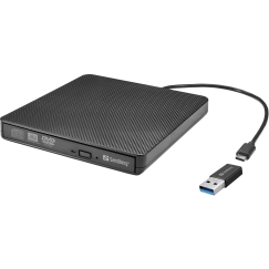 Sandberg USB-C/A DVD Drive optiskā iekārta (CD, DVD-RW, Blu-Ray) DVD Super Multi DL Melns