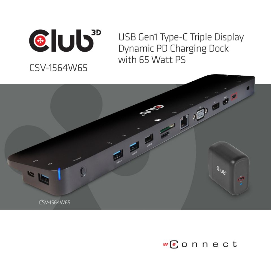 CLUB3D CSV-1564W65 sülearvuti dokk ja pordireplikaator Dokkimine USB 3.2 Gen 1 (3.1 Gen 1) Type-C Mu – 2