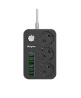 Energizer EPB2500W01EU pikendusjuhe 2 m 3 vahelduvvoolu kontakt Hoonesisene Valge, Must