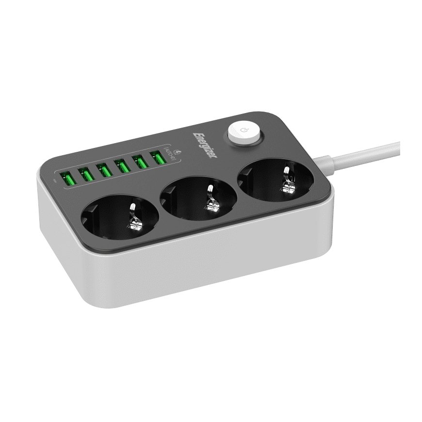 Energizer EPB2500W01EU удлинитель 2 m 3 розетка(и) Для помещений Белый, Черный – 4