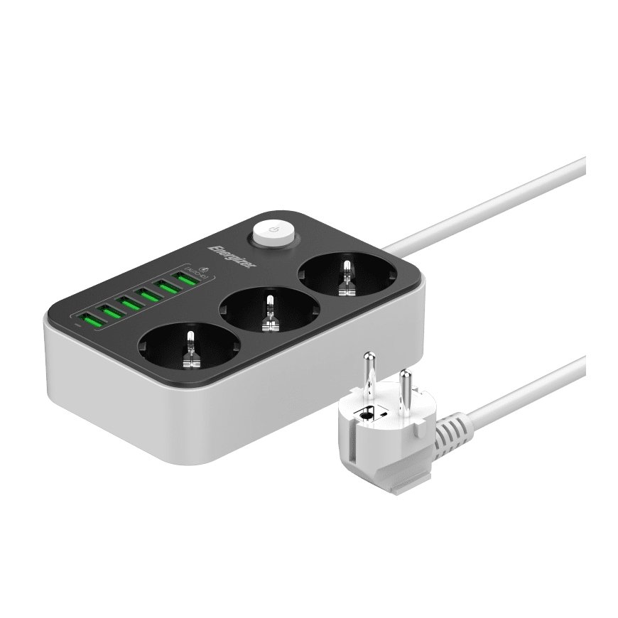 Energizer EPB2500W01EU power extension 2 m 3 AC outlet(s) Indoor White, Black – 5