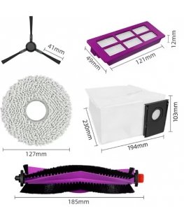 Midea V15 Spare Parts kit: 1x Side Brush, 2x Mop Pad, 1x Roller