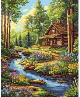 Beldizart Diamond Painting with Frame "Forest Stream" 40x50 cm DP422