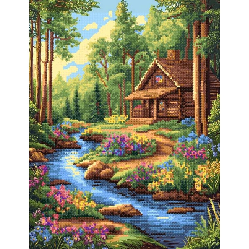 Beldizart Deimantų tapyba su porėmiu "Forest Stream" 40x50 cm DP422 – 2