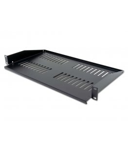 XtendLan 19" pidennetty hyllykkö rei'ityksellä 1U/280mm, kantavuus 25kg, musta