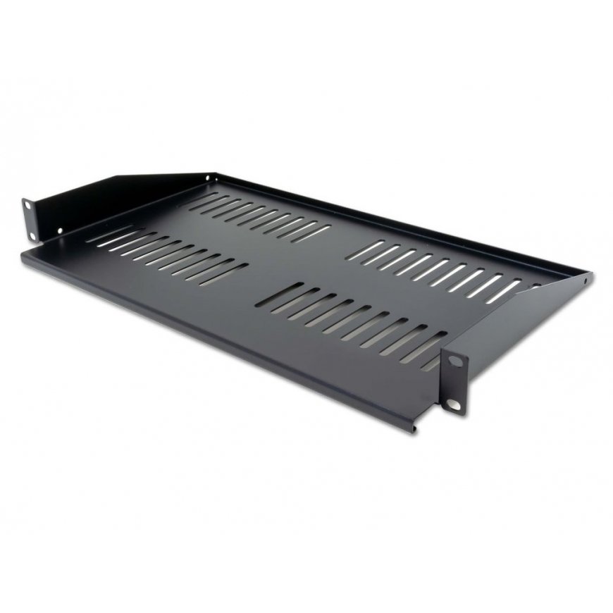 XtendLan 19" extended shelf with perforation 1U/280mm, load capacity 25kg, black