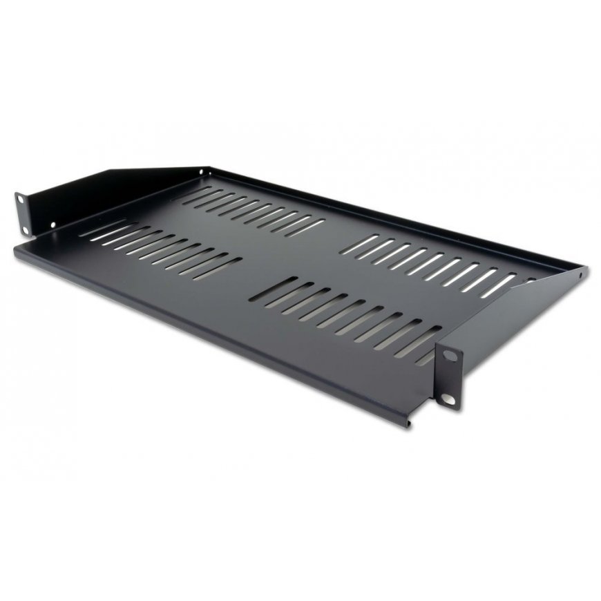 XtendLan 19" extended shelf with perforation 1U/280mm, load capacity 25kg, black – 2