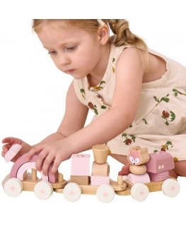 Puzzle Viga Toys VIGA PolarB Vaaleanpunainen junajuna autopalikoilla