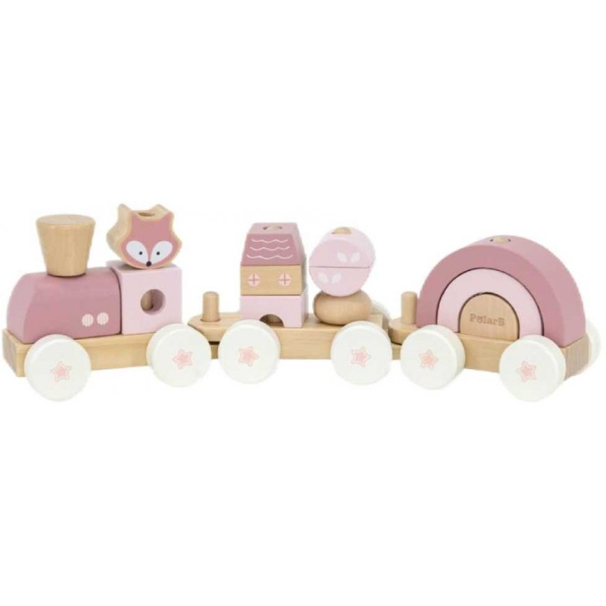 Puzzle Viga Toys VIGA PolarB Pink Train Train with Cars Blocks – 2