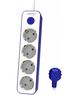 Action! PHILIPS extender 4 sockets white or blue CHP2145U/58