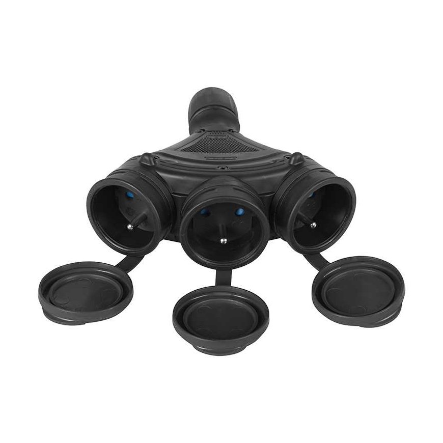 Blow Plastrol Triple kištukinis lizdas su sandariu atvartu 3x2p + Z IP44 EXTREM SCHUKO at jungiamas JUODA IR JUODA – 2