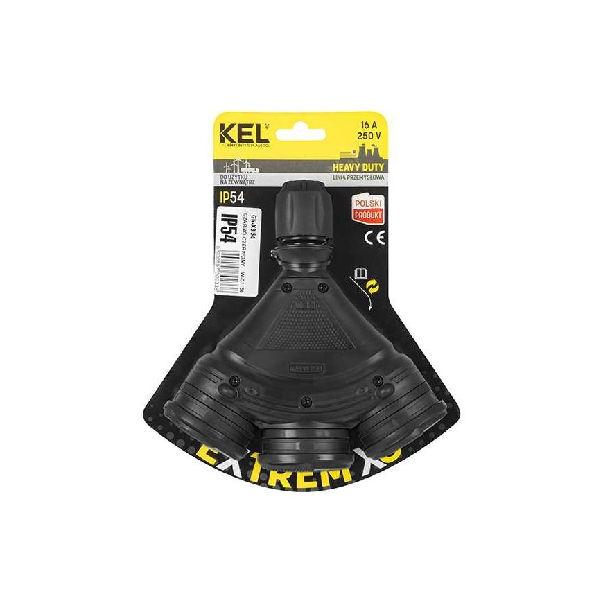 Blow Plastrol Triple socket with sealed flap 3x2p + Z IP44 EXTREM SCHUKO disconnectable BLACK AND BLACK – 4
