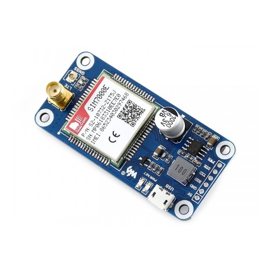Waveshare LTE GPS HAT - NB-IoT/LTE/GPRS/GPS SIM7000E - Malli Raspberry Pi 3B+/3B/2B/Zero -tietokoneille