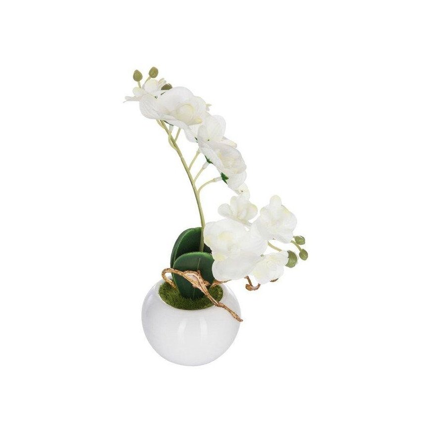 Atmosphera White artificial orchid in a pot, 25 cm