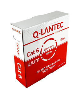 U/UTP cat.6 network cable, twisted pair, PVC, Eca 4PR, 1Gb/s (10Gb/s up to 55m), 10-year warranty, gray, 100m - Q-LANTEC