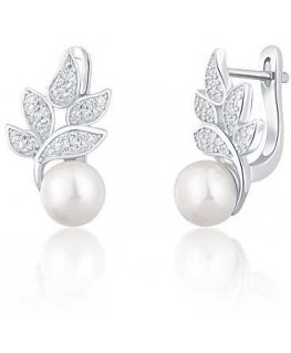 Jwl Luxury Pearls Beautiful silver earrings with real pearls and zircons JL0719