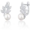 Jwl Luxury Pearls Beautiful silver earrings with real pearls and zircons JL0719 Jwl Luxury Pearls Beautiful silver earrings with real pearls and zircons JL0719