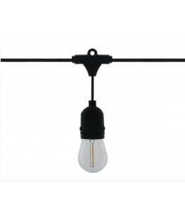 LED garland with 10 pcs E27 1W FILAMENT bulbs, warm white 2700K, IP65, LEDOM