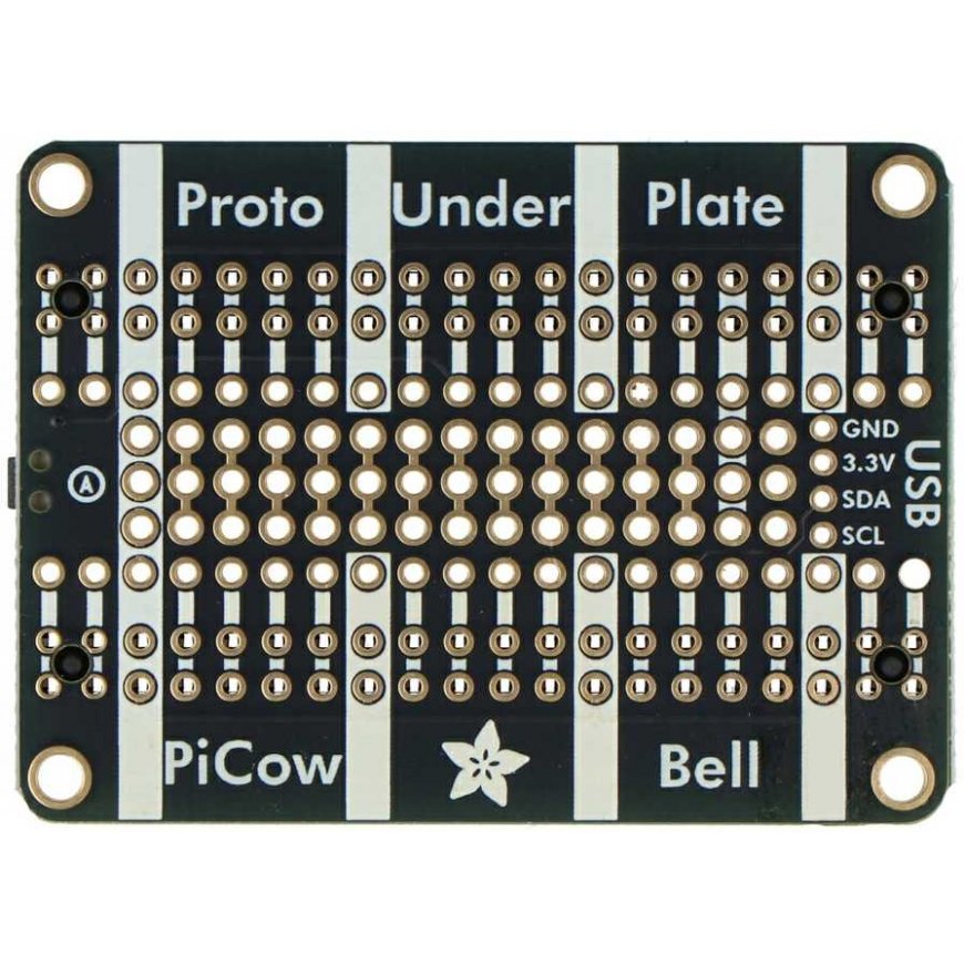 PiCowBell Proto Under Plate – Raspberry Pi Pico Prototyping Board – STEMMA QT – Reset Button – Adafruit 5905 – 3