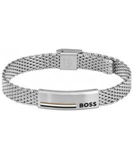 Hugo Boss Tyylikäs teräsranneke verkkokankaasta 1580611