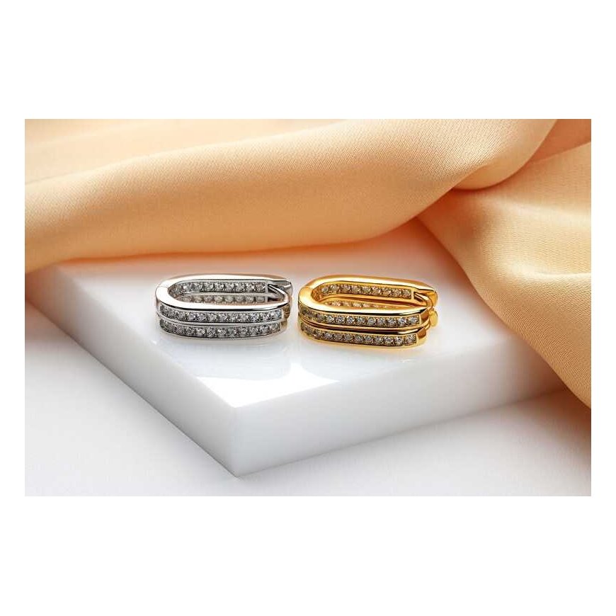 Brilio Silver Non-slip silver earrings with zircons EA885W – 5