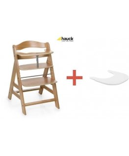 Hauck Alpha+ syöttötuoli, Natural + Alpha Click -tarjotin, valkoinen