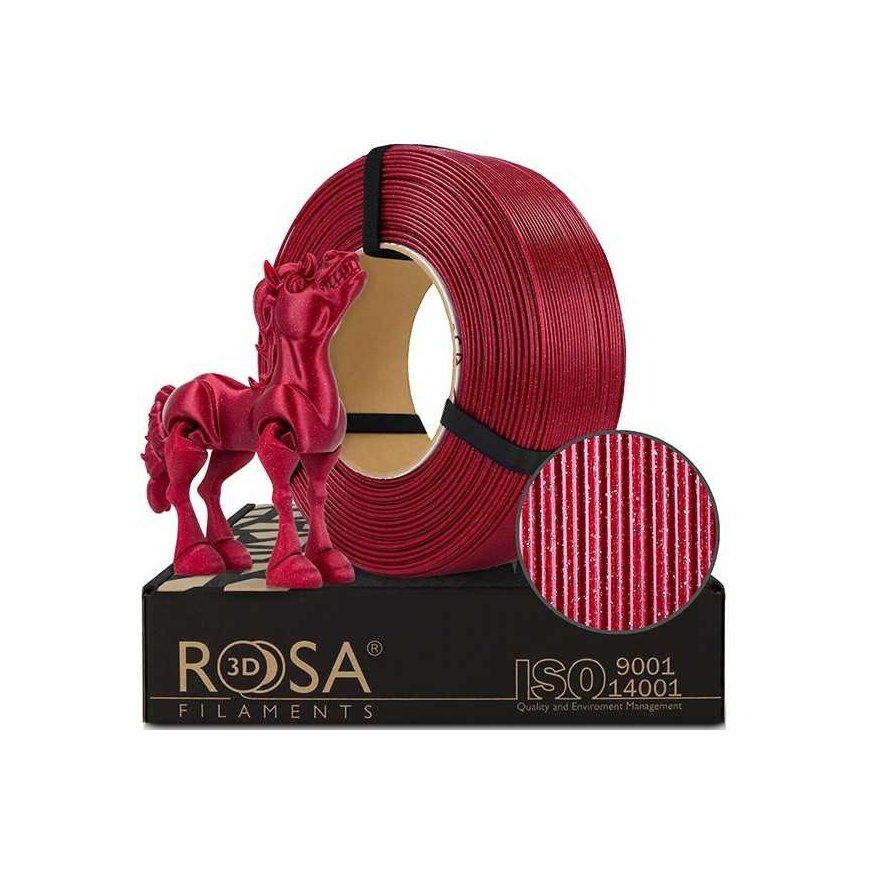 3D plastic PLA shiny red (Galaxy Red Wine) 1.75mm 1kg refill pack Rosa3D
