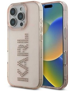 Dėklas Karl Lagerfeld IML Rhinestones Logo iPhone 16 Pro Case - Rožinė