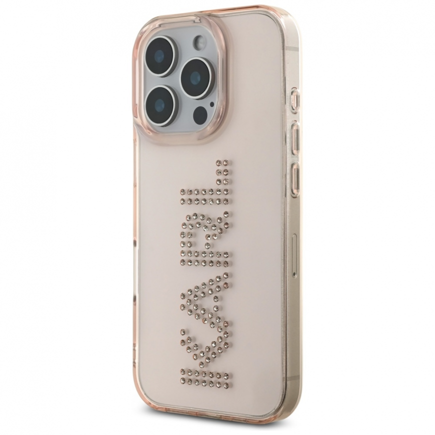 Karl Lagerfeld IML Rhinestones Logo iPhone 16 Pro Case - Pink – 3