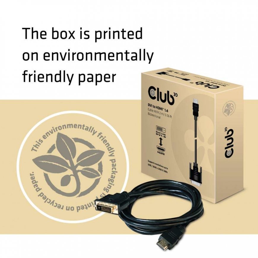 CLUB3D DVI to HDMI 1.4 Cable M/M 2m/ 6.56ft Bidirectional – 5