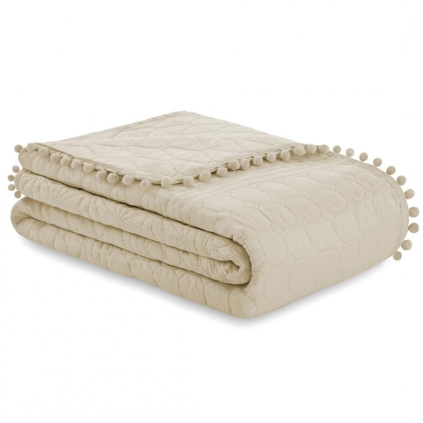 Bedspread MEADORE beige pressed material - textile microfiber 200x220 AmeliaHome – 4