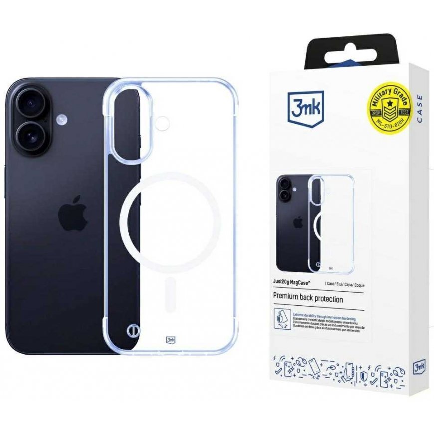 3MK Just20g MagCase -kotelo iPhone 16 Plussalle
