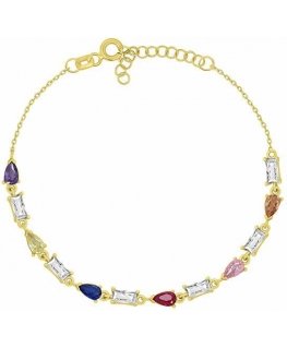 Brilio Silver Charming gold-plated bracelet with colored zircons BRC235YRBW
