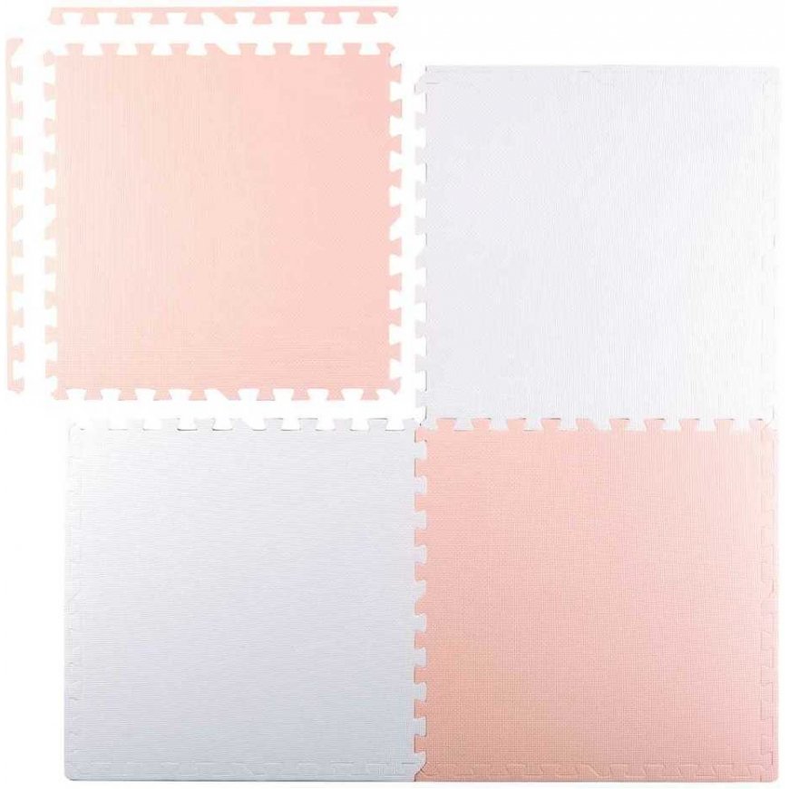 Large foam puzzle mat Ricokids 60x60cm 4 pcs. peach and white
